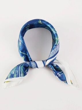 NWT Wildflower Whimsy Navy Square Satin Scarf
